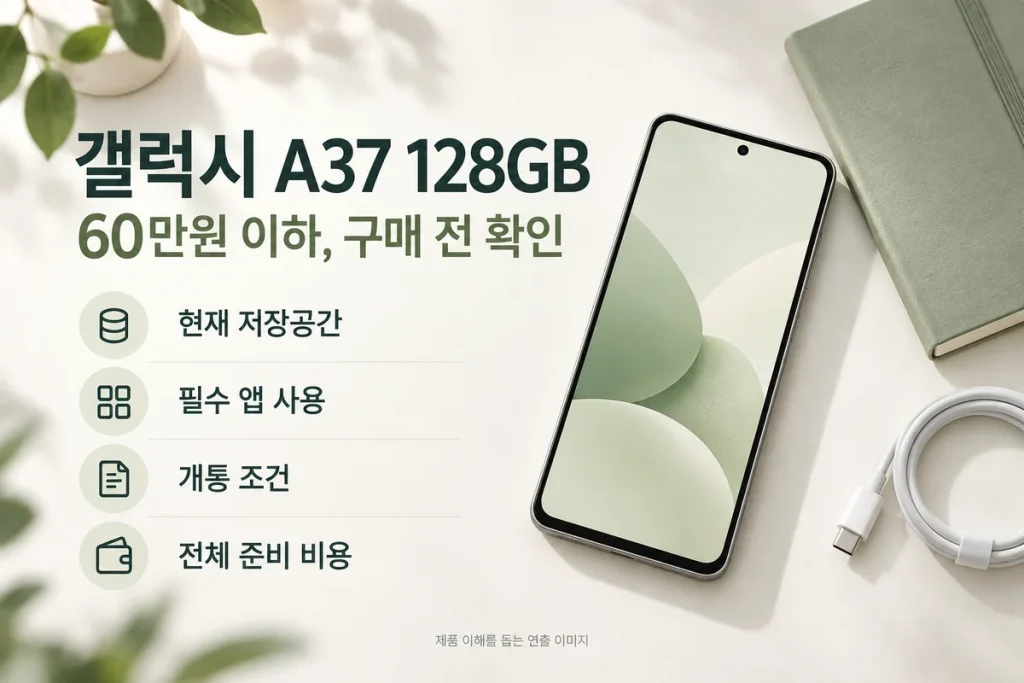 60만원 이하 자급제 휴대폰, 갤럭시 A37 128GB 구매 전 확인할 조건