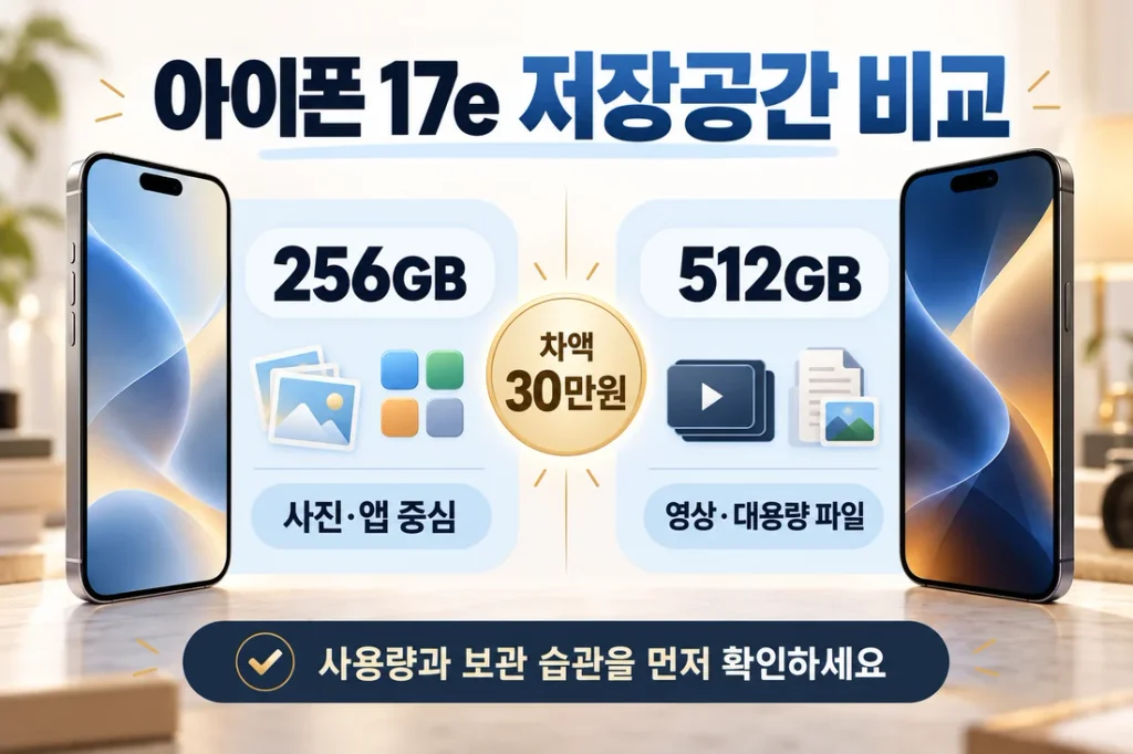 아이폰 17e 256GB·512GB 비교, 저장공간에 30만원 더 쓸까요?