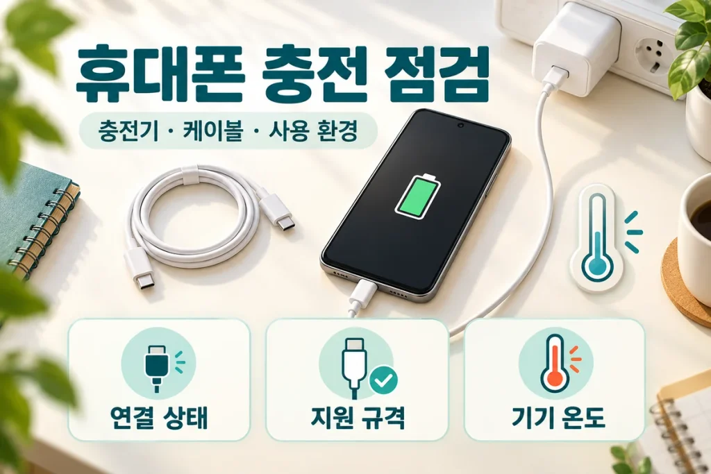 휴대폰 충전이 느려졌을 때, 충전기·케이블·사용 환경 확인 순서