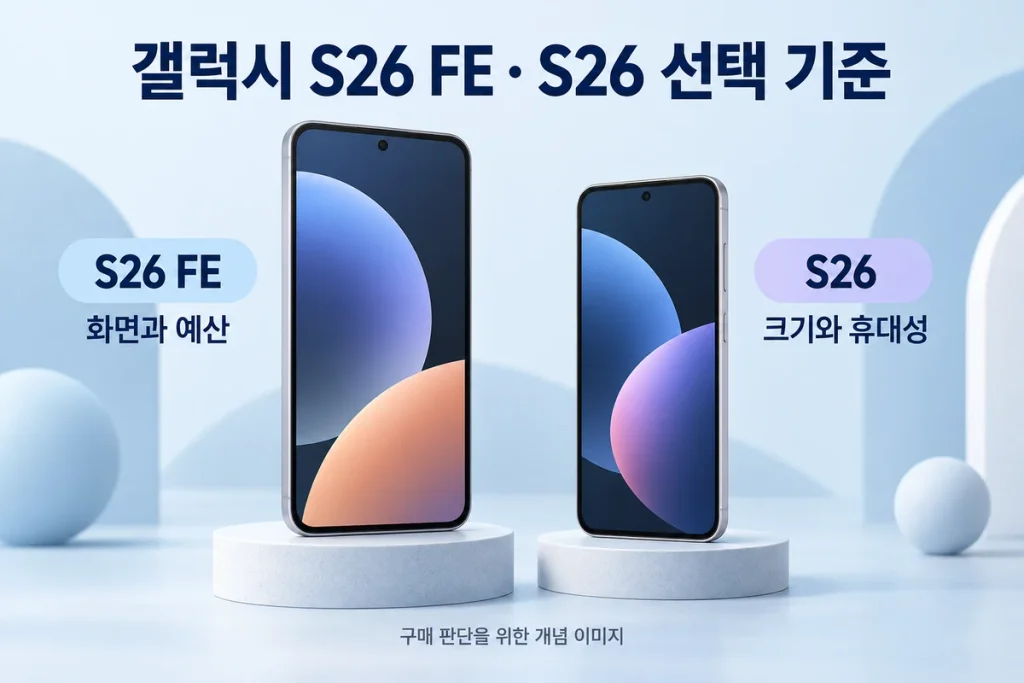 갤럭시 S26 FE·S26 256GB 비교, 약 34만원 차이를 어떤 기준으로 판단할까요?