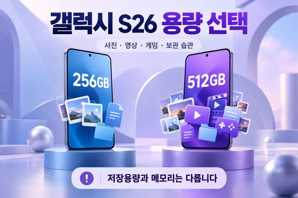 갤럭시 S26 256GB·512GB 비교, 저장공간에 24만원 더 쓸 필요가 있을까요?